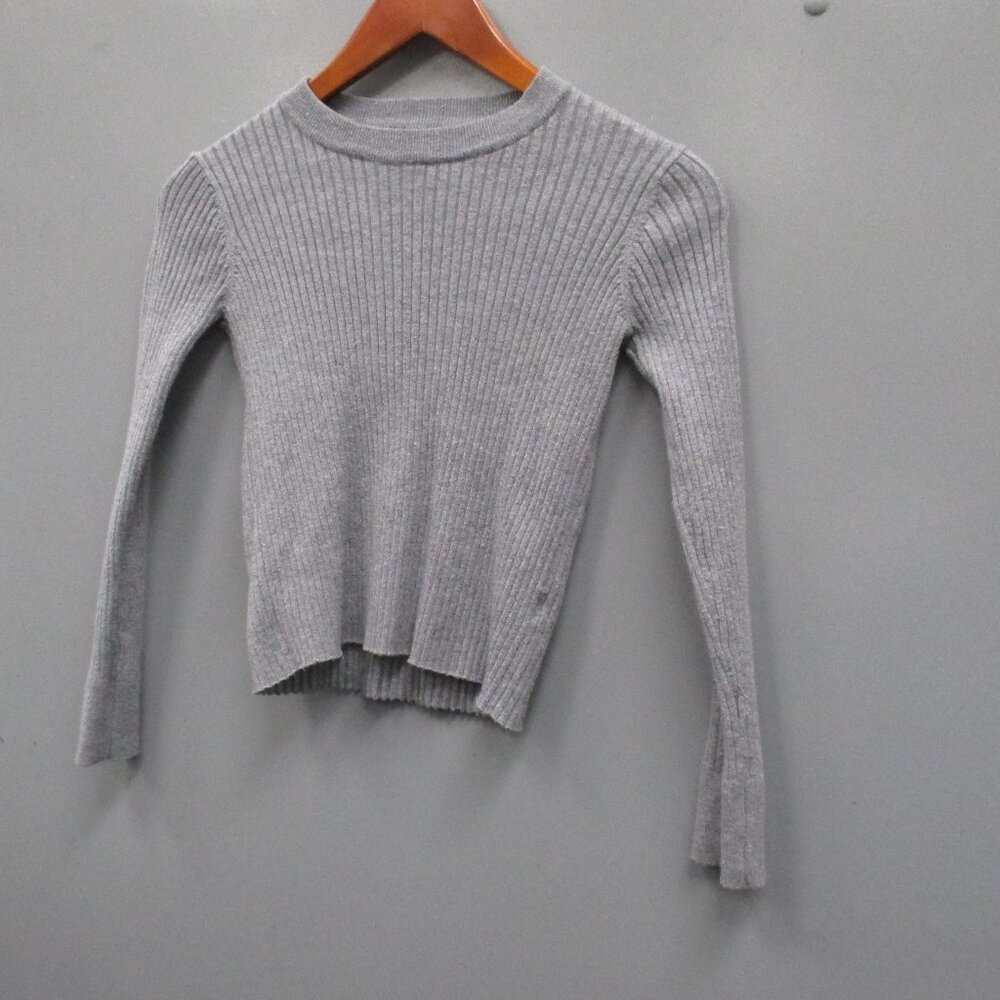 Zara Girl's Sweater Size 11 - 12 Grey Color Crew Neck Long Sleeve Pullover Top